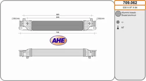 интеркулер (охладител за въздуха на турбината) AHE 709.062