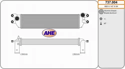 интеркулер (охладител за въздуха на турбината) AHE 737.004