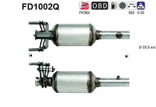 филтър за сажди/твърди частици, изпускателна система AS FD1002Q