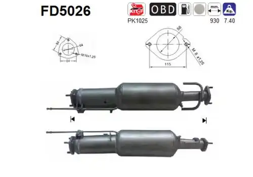 филтър за сажди/твърди частици, изпускателна система AS FD5026
