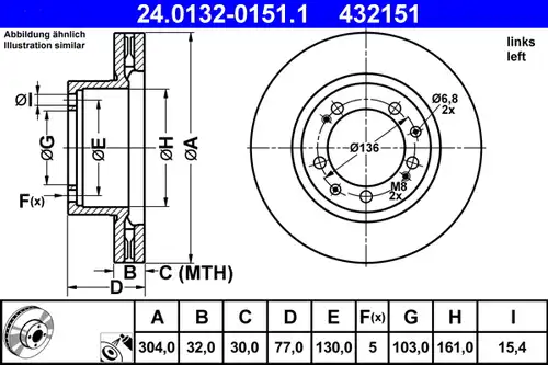 спирачен диск ATE 24.0132-0151.1