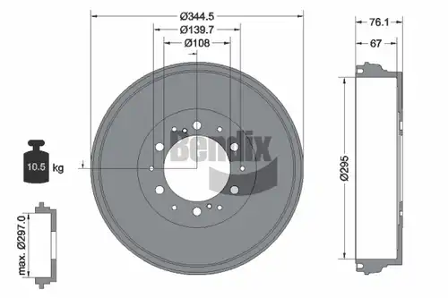 спирачен барабан BENDIX Braking BDM1114