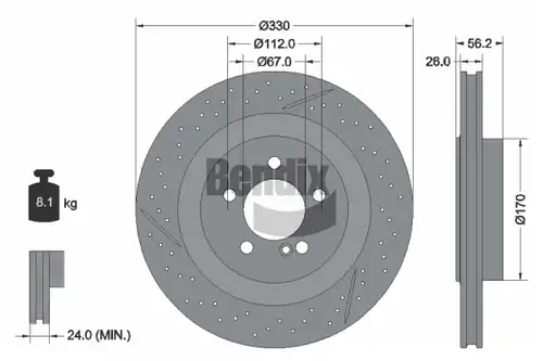 спирачен диск BENDIX Braking BDS2275HC