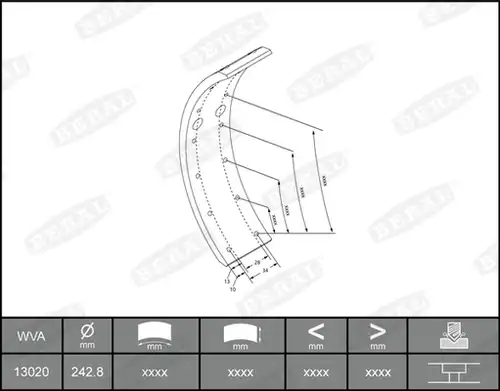 комплект феродо за накладки, барабанни спирачки BERAL KBL13020.0-1561