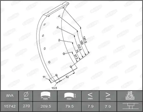 комплект феродо за накладки, барабанни спирачки BERAL KBL15030.0-1561
