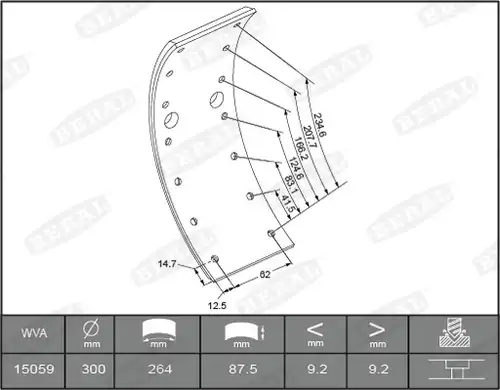 комплект феродо за накладки, барабанни спирачки BERAL KBL15059.0-1561