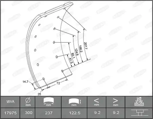 комплект феродо за накладки, барабанни спирачки BERAL KBL17351.0-1561