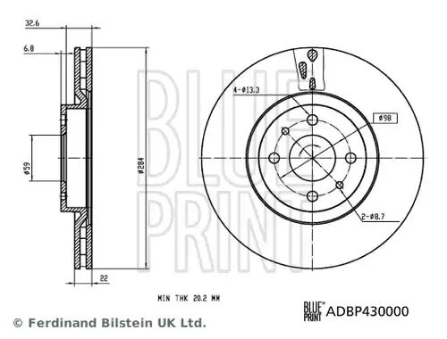 спирачен диск BLUE PRINT ADBP430000