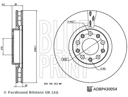 спирачен диск BLUE PRINT ADBP430054