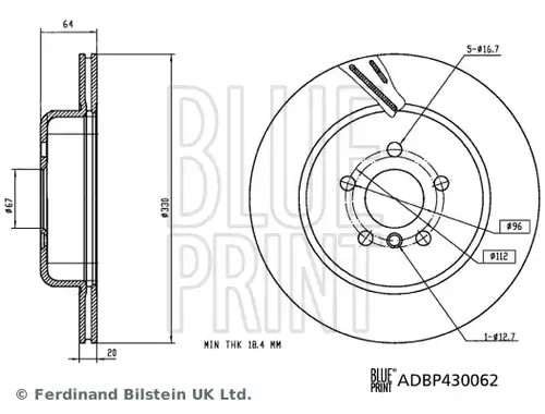 спирачен диск BLUE PRINT ADBP430062
