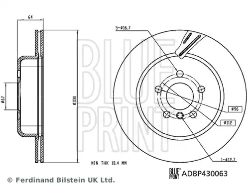 спирачен диск BLUE PRINT ADBP430063