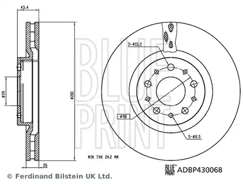 спирачен диск BLUE PRINT ADBP430068
