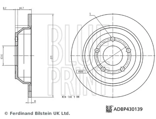 спирачен диск BLUE PRINT ADBP430139