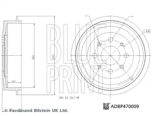 спирачен барабан BLUE PRINT ADBP470009