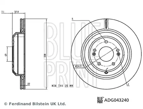 спирачен диск BLUE PRINT ADG043240