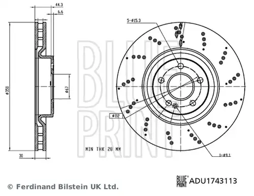 спирачен диск BLUE PRINT ADU1743113