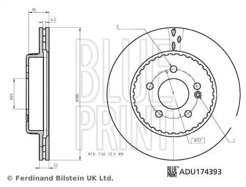спирачен диск BLUE PRINT ADU174393