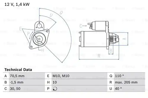 стартер BOSCH 0 986 025 960