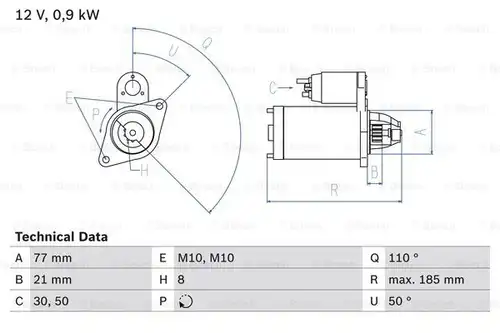 стартер BOSCH 0 986 029 030