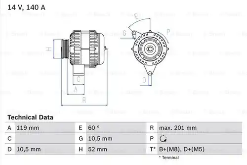 генератор BOSCH 0 986 046 190