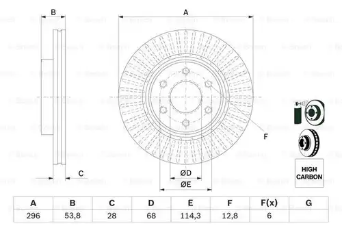 спирачен диск BOSCH 0 986 479 E35