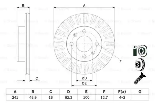 спирачен диск BOSCH 0 986 479 E73