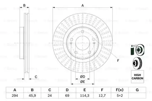 спирачен диск BOSCH 0 986 479 E76