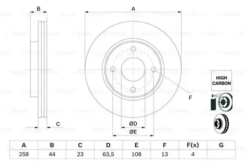 спирачен диск BOSCH 0 986 479 E80