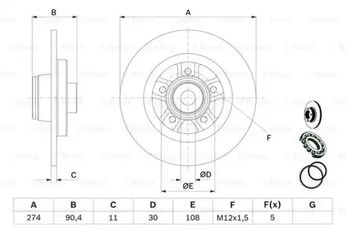 спирачен диск BOSCH 0 986 479 F30