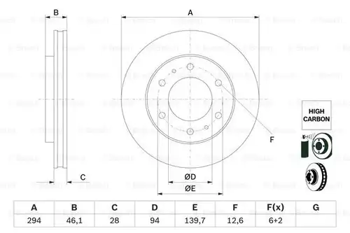 спирачен диск BOSCH 0 986 479 F45