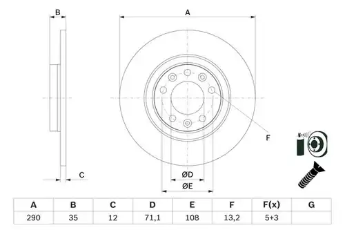 спирачен диск BOSCH 0 986 479 F52