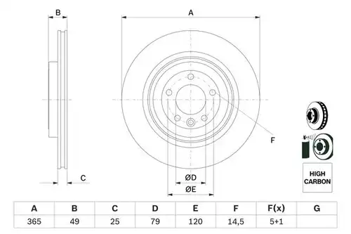 спирачен диск BOSCH 0 986 479 F68