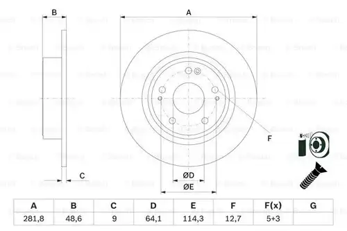 спирачен диск BOSCH 0 986 479 F76