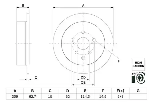 спирачен диск BOSCH 0 986 479 G61