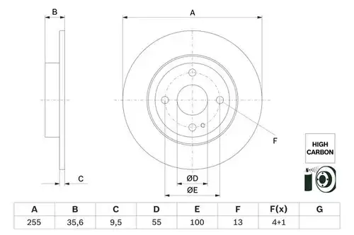 спирачен диск BOSCH 0 986 479 G72