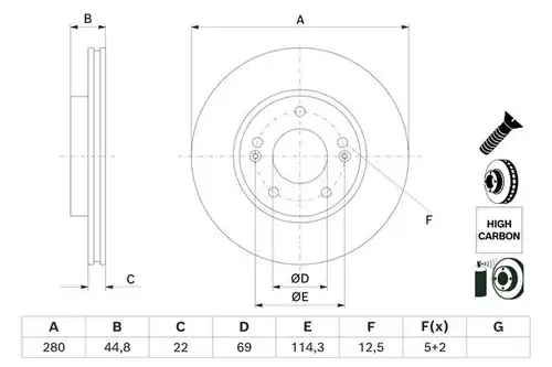спирачен диск BOSCH 0 986 479 H67