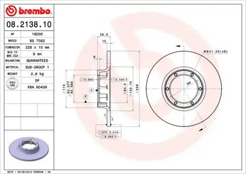 спирачен диск BREMBO 08.2138.10