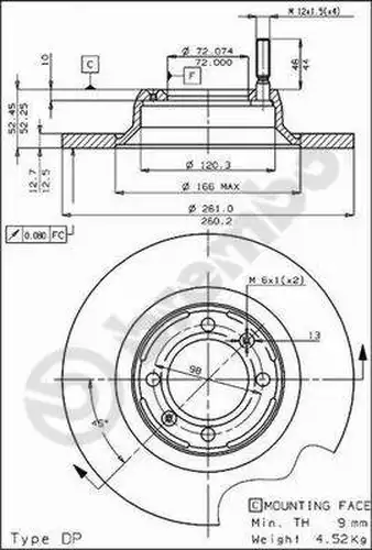 спирачен диск BREMBO 08.4070.10