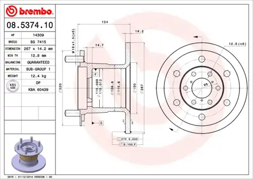 спирачен диск BREMBO 08.5374.10