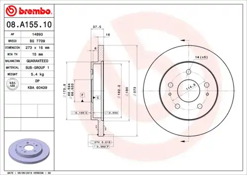 спирачен диск BREMBO 08.A155.10