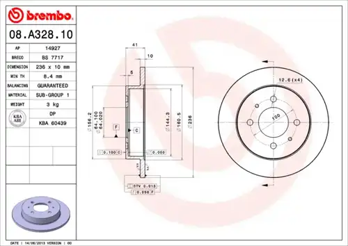 спирачен диск BREMBO 08.A328.10