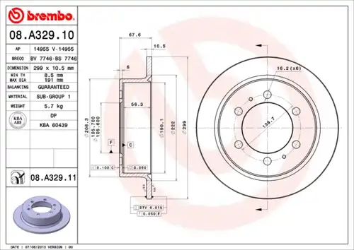 спирачен диск BREMBO 08.A329.11