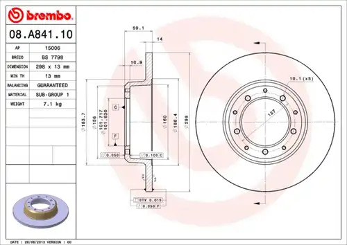 спирачен диск BREMBO 08.A841.10