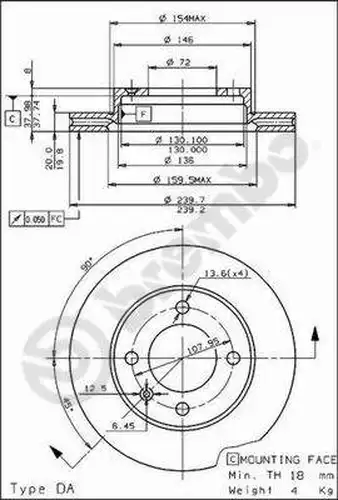 спирачен диск BREMBO 09.2942.10