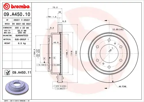 спирачен диск BREMBO 09.A450.10