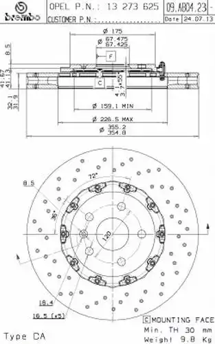 спирачен диск BREMBO 09.A804.23