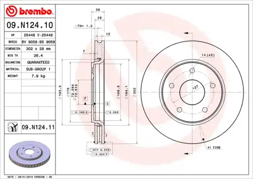 спирачен диск BREMBO 09.N124.11