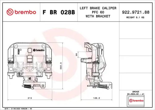 Спирачен апарат BREMBO F BR 028B