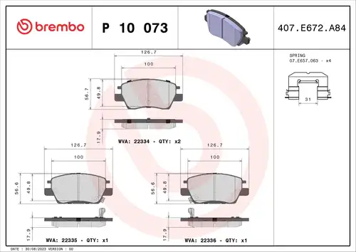 накладки BREMBO P 10 073