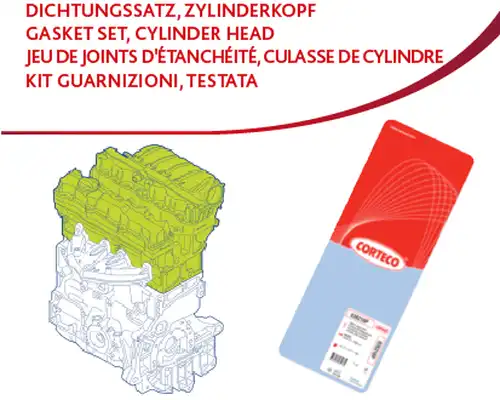 комплект гарнитури, цилиндрова глава CORTECO 83403545